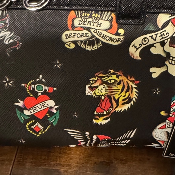 Ed Hardy Black Satchel with Tattoo Design - Picture 4 of 6